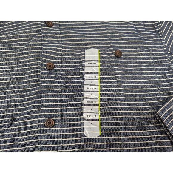 Duluth Trading Men's L‎ Free Swingin' Flannel Relaxed Fit Shirt Blue Striped - Picture 5 of 14